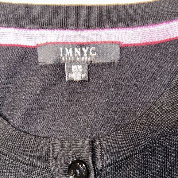 Isaac Mizrahi M Black Lace Bell Sleeve Button Front Knit Cardigan - Picture 9 of 11